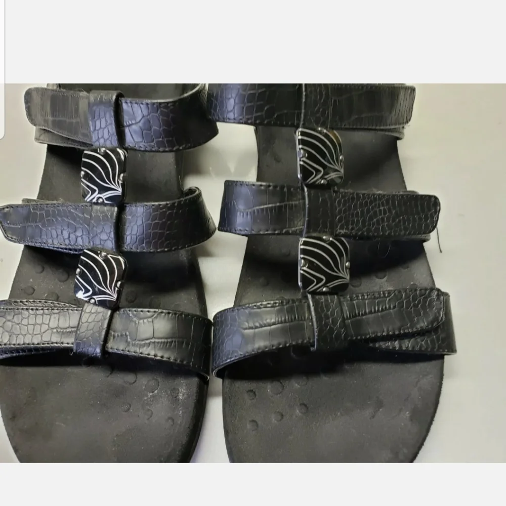 Vionic Sandals Size 10 Women's Amber Adjustable Orthaheel Black Comfort Shoes - Picture 4 of 9